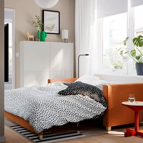 IKEA - SALTSJÖBADEN, 2-seat sofa-bed, tonerud red-brown