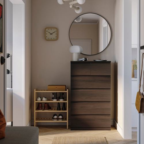 IKEA - STORKLINTA, chest of 6 drawers, oak effect-dark brown, 70x50x120 cm