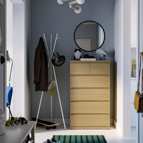 IKEA - STORKLINTA, 6 çekmeceli şifonyer, meşe görünümlü, 70x50x120 cm