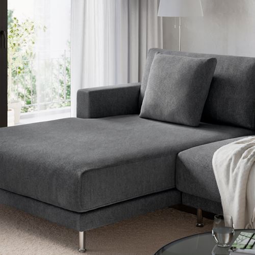 IKEA - UPPAKRA, 3-seat sofa with chaise longue, Johanneshov dark grey