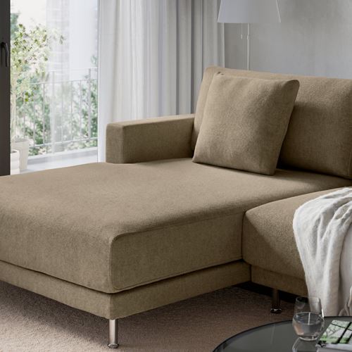 IKEA - UPPAKRA, 3-seat sofa with chaise longue, Johanneshov brown-beige