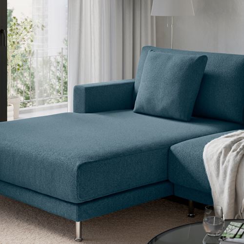 IKEA - UPPAKRA, 3-seat sofa with chaise longue, Axvall dark grey-blue