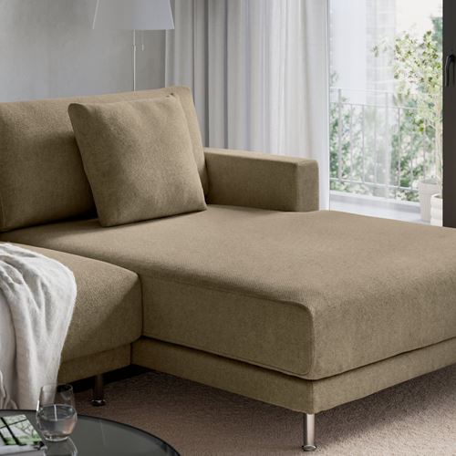 IKEA - UPPAKRA, 3-seat sofa with chaise longue, Johanneshov brown-beige
