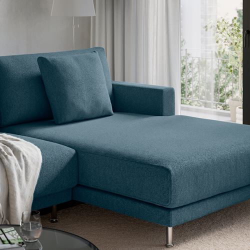 IKEA - UPPAKRA, 3-seat sofa with chaise longue, Axvall dark grey-blue