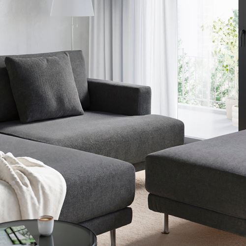 IKEA - UPPAKRA, 3-seat sofa with chaise longue, Johanneshov dark grey