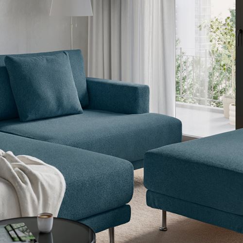IKEA - UPPAKRA, 3-seat sofa with chaise longue, Axvall dark grey-blue