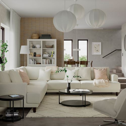 IKEA - UPPAKRA, 6'lı köşe kanepe, Johanneshov kahverengi-bej