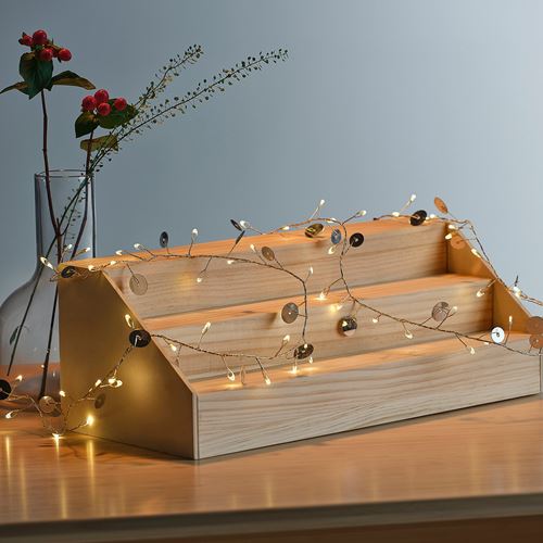 IKEA - STRALA, aydınlatma zinciri, disk-beyaz, 2.5 m
