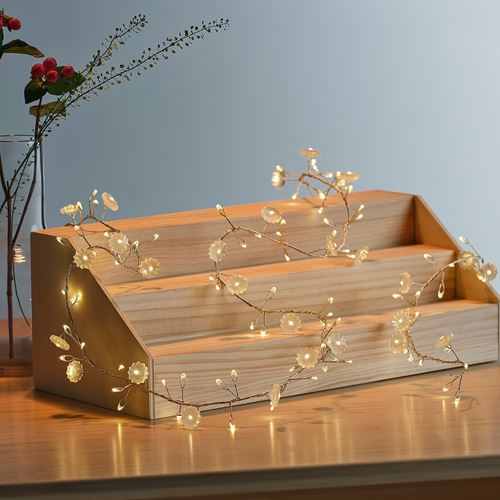 IKEA - STRALA, aydınlatma zinciri, çiçek-beyaz, 2.2 m