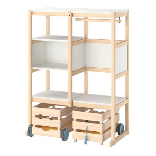 IKEA - FLISAT, saklama ünitesi, çam-beyaz, 88x38x117 cm