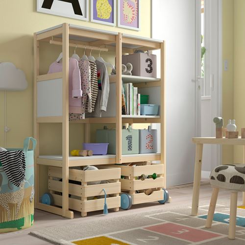 IKEA - FLISAT, saklama ünitesi, çam-beyaz, 88x38x117 cm