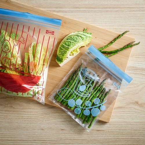 IKEA - ISTAD, kilitlenebilir buzdolabı poşeti, mavi-kırmızı, 1,0-2,0 lt