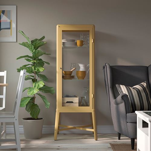 IKEA - FABRIKOR, glass cabinet, dark yellow, 57x150 cm