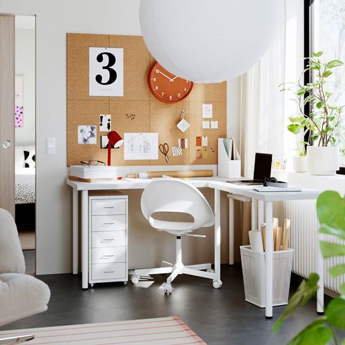 IKEA - LAGKAPTEN/LINNMON, desk, white, 140x160 cm