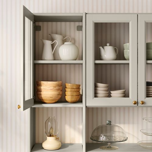IKEA - GULDDRAGARE, storage combination with doors and shelves, beige, 162x37x216 cm