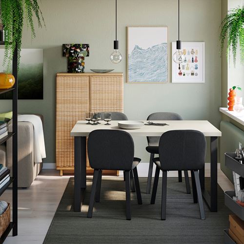 IKEA - SKALSTA, mutfak masası, açık gri/bej-siyah/gri, 4 kişilik