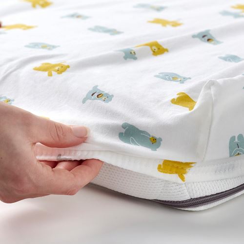 IKEA - LEN, fitted sheet for cot, white/multicolour, 60x120 cm