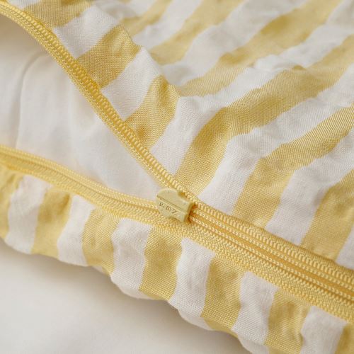 IKEA - LEN, quilt cover/pillowcase for cot, white/yellow, 110x125/35x55 cm