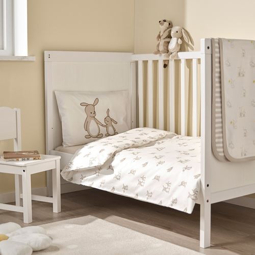 IKEA - LEN, quilt cover/pillowcase for cot, white-beige, 110x125/35x55 cm