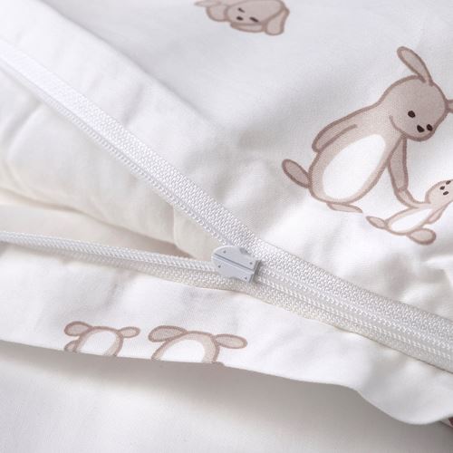 IKEA - LEN, quilt cover/pillowcase for cot, white-beige, 110x125/35x55 cm