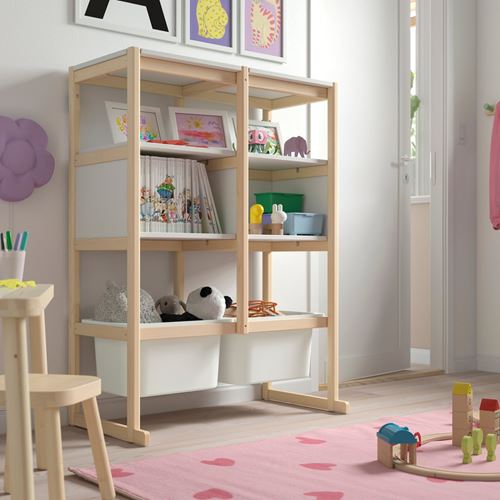 IKEA - FLISAT, saklama ünitesi, çam-beyaz, 88x38x117 cm