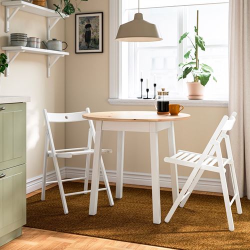 IKEA - PINNTORP/FRÖSVI, kitchen table set, light brown-white, 2 chairs