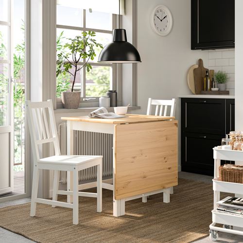 IKEA - PINNTORP, kitchen table set, light brown-white, 2 chairs
