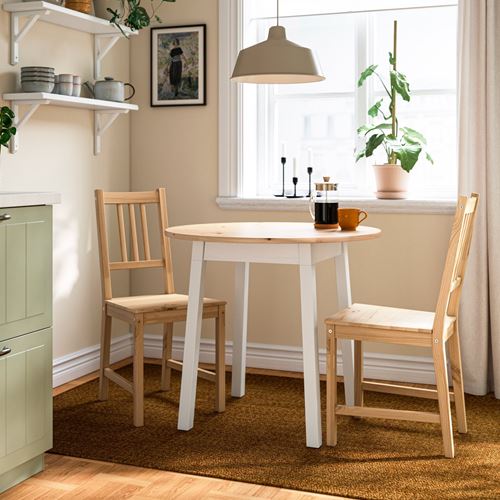 IKEA - PINNTORP, yuvarlak mutfak masası, açık kahverengi-beyaz, 2-4 kişilik