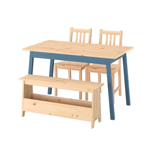 light brown-blue painted pine