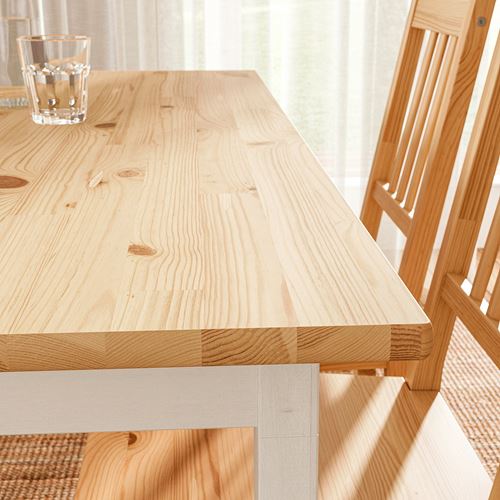 IKEA - PINNTORP, kitchen table set, white-light brown, 4 chairs