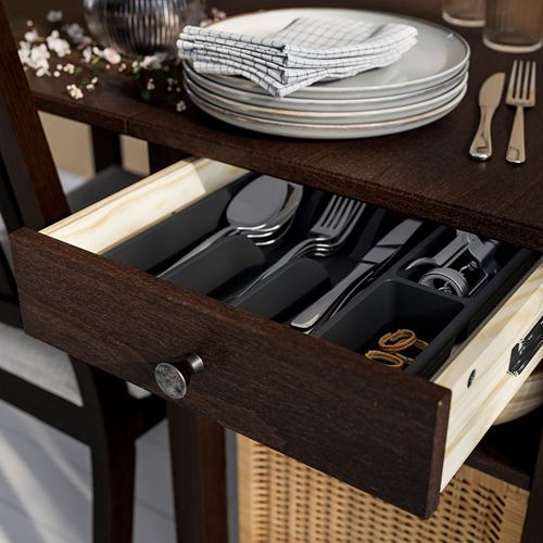 IKEA - NASINGE, mutfak masası takımı, koyu kahve kayın kaplama-Klinda açık bej, 2 sandalyeli