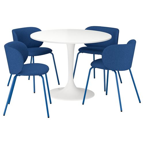 IKEA - DOCKSTA/KRYLBO, dining set, white-Tonerud blue, 4 chairs