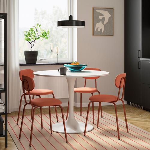 IKEA - DOCKSTA/SANDSBERG, kitchen table set, white/Remmarn red-brown, 4 chairs