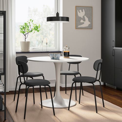 IKEA - DOCKSTA/SANDSBERG, mutfak masası takımı, beyaz/Remmarn antrasit, 4 sandalyeli
