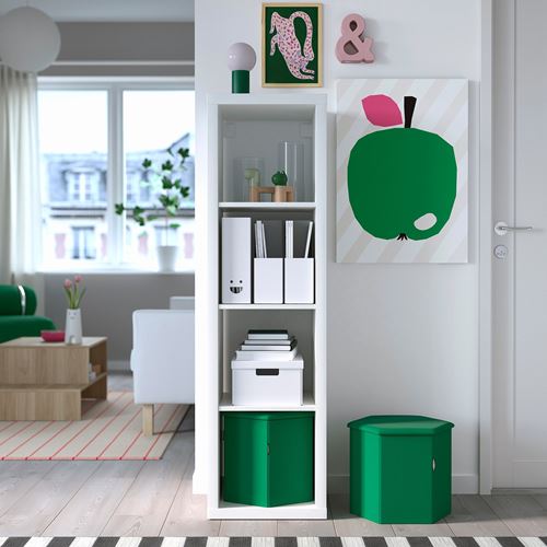 IKEA - KJUGE, pouffe with storage, vissle glossy dark green
