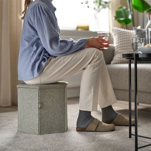 IKEA - KJUGE, pouffe with storage, öreryd grey-beige