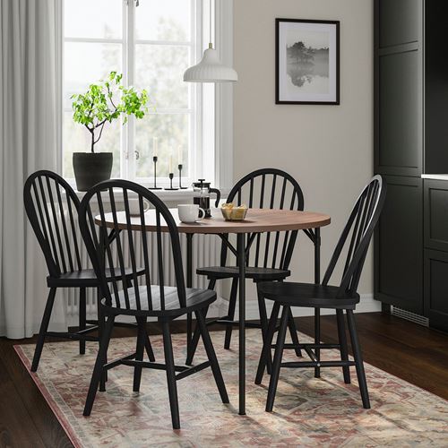IKEA - GRÖTAN/SKOGSTA, kitchen table set, pine-brown stained/black, 4 chairs