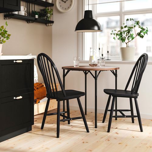 IKEA - GRÖTAN/SKOGSTA, mutfak masası takımı, çam kahverengi vernikli-siyah, 2 sandalyeli