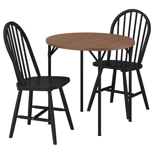 IKEA - GRÖTAN/SKOGSTA, mutfak masası takımı, çam kahverengi vernikli-siyah, 2 sandalyeli