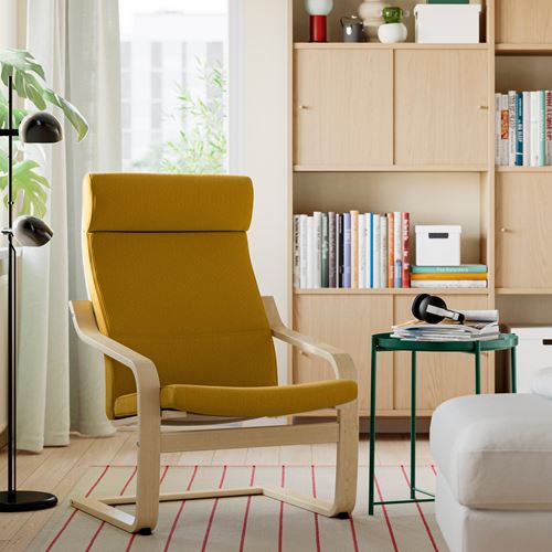 IKEA - POANG, sallanan koltuk, kelinge koyu sarı-huş