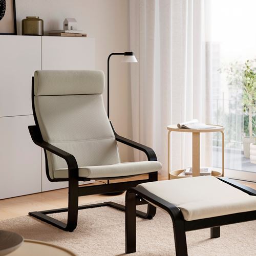 IKEA - POANG, rocking-chair and footstool, kelinge beige-birch