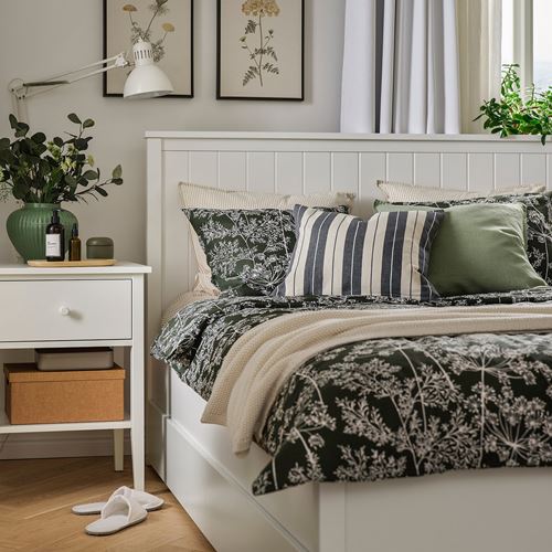 IKEA - DAGGBJORNBAR, single duvet cover sets, dark green-floral pattern, 150x200/50x60 cm