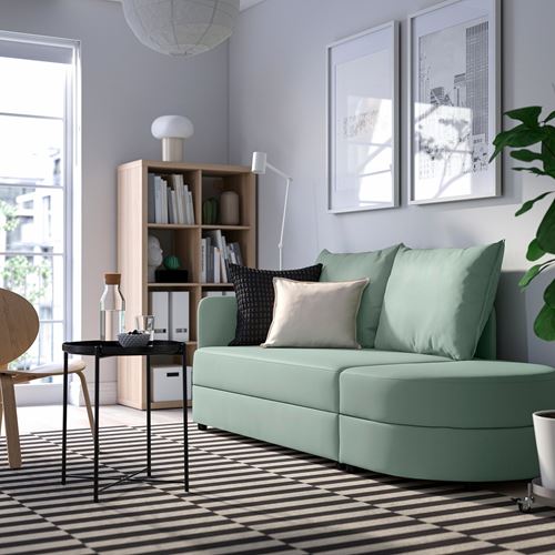 IKEA - LINDAKRA, 2-seat sofa-bed, vissle light gray-green