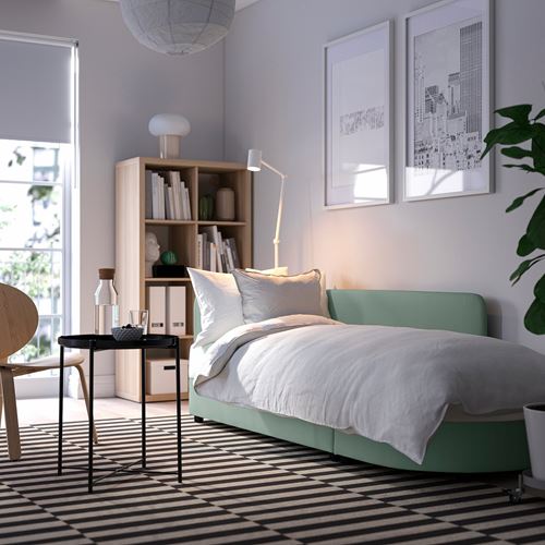 IKEA - LINDAKRA, 2-seat sofa-bed, vissle light gray-green
