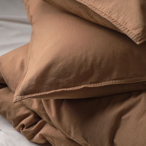 IKEA - ANGSLILJA, single duvet cover sets, light brown, 150x200/50x60 cm