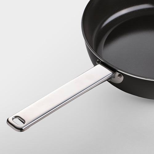 IKEA - GULDÖRING, pot with lid, black/grey, 24 cm