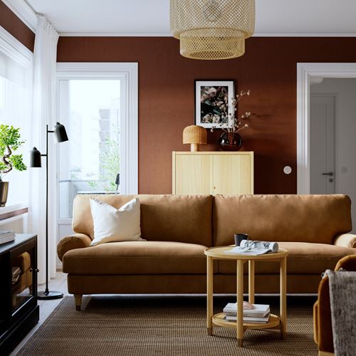IKEA - VALNAS, 3-seat sofa, alhamn ochre-brown