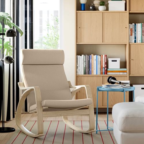 IKEA - POANG, rocking armchair, kelinge beige-birch