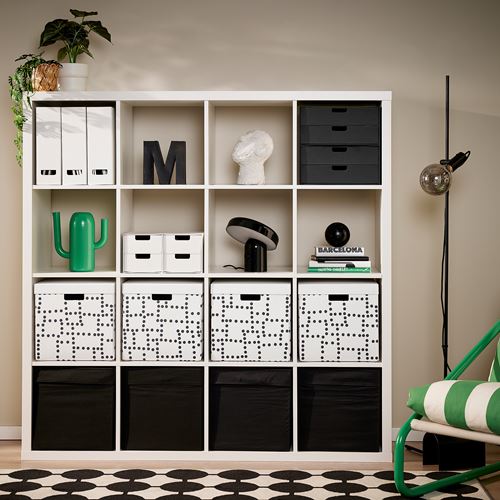 IKEA - FJADERHARV, box with lid, white/black, 32x35x31 cm