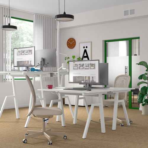 IKEA - TROTTEN, height adjustable desk, ash-white, 120x70 cm